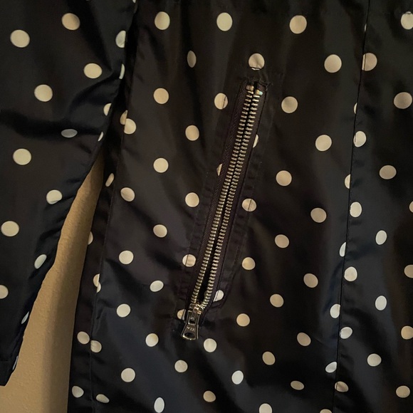 Merona Peacoat Raincoat dark navy blue w/white polka dots size S - Picture 5 of 9